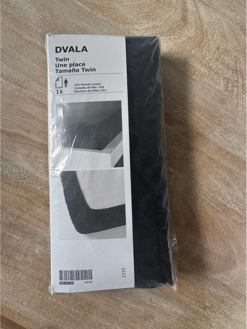 IKEA DVALA Twin Fitted Sheet Black 39x75 inches